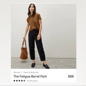 Everlane The Fatigue Barrel Pant in Black size 4